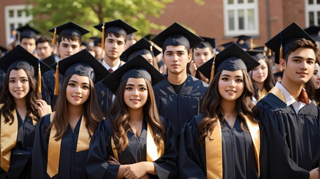 Educação Amigos multiétnicos recebem diplomas com entusiasmo após a formatura da faculdade