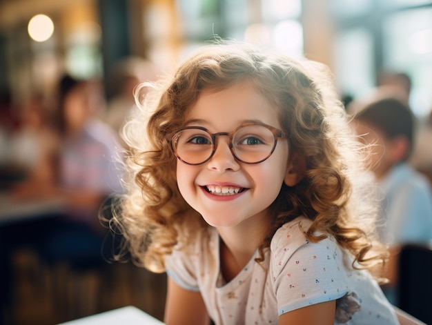 Educação de meninas Feliz e linda garota está sorrindo IA generativa