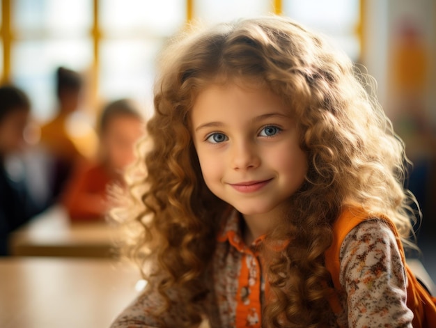 Educação de meninas Feliz e linda garota está sorrindo IA generativa