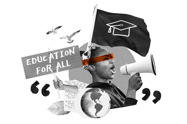 Educação para todos png direitos iguais protesto remix fundo transparente