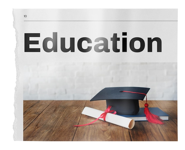Educação png jornal de graduação capa rolagem imagem em fundo transparente