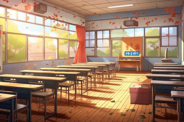 Educación en el aula de la escuela anime juego de novela visual Entrenamiento de niños Generar Ai