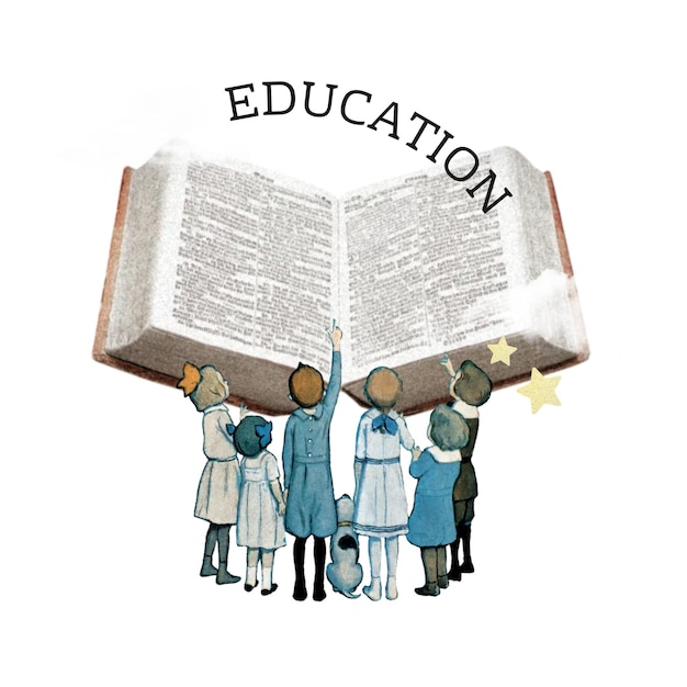 Educación png arte de collage de palabras en fondo transparente Remezclado por rawpixel