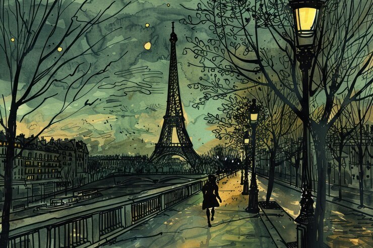 Foto eerie arquitetura de arte da cidade de paris