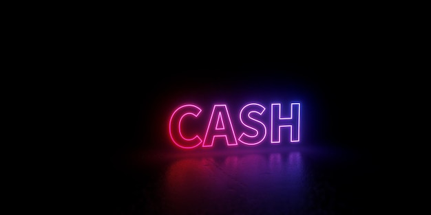 efectivo palabra texto 3d renderizado contorno neón estilo ilustración aislado 3D Ilustración