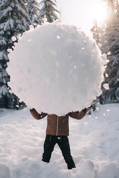 Foto el efecto bola de nieve sesión de fotos creativa sobre el invierno y la nieve