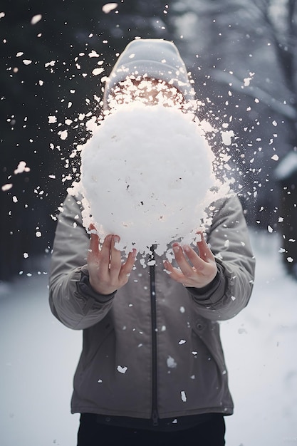 Foto el efecto bola de nieve sesión de fotos creativa sobre el invierno y la nieve