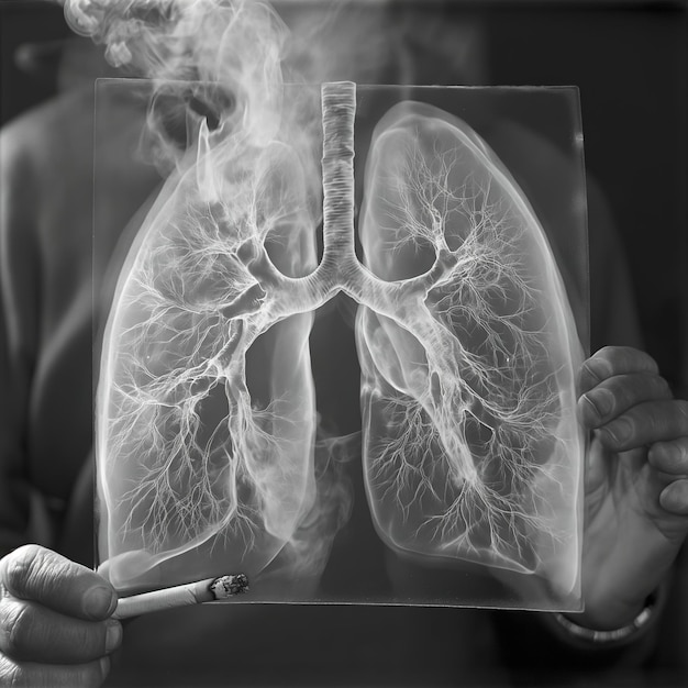 Foto el efecto de los cigarrillos en la salud de los pulmones humanos