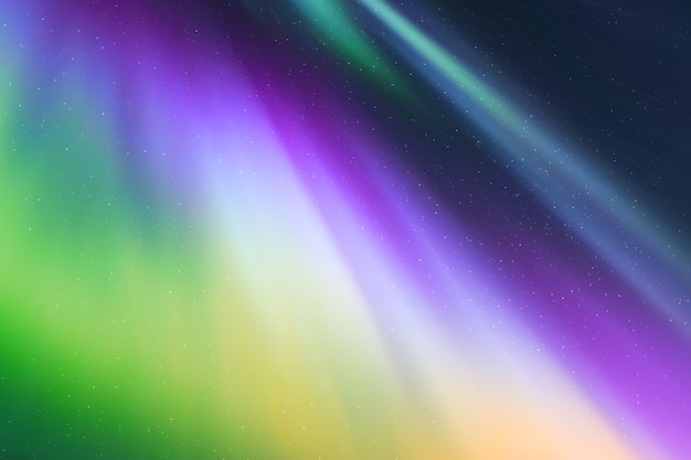 Foto efecto colorido de la aurora boreal con cielo nocturno estrellado