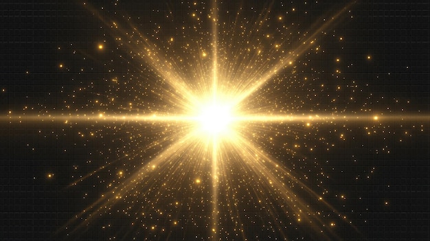Un efecto de estallido estelar brillante con partículas relucientes contra un fondo oscuro