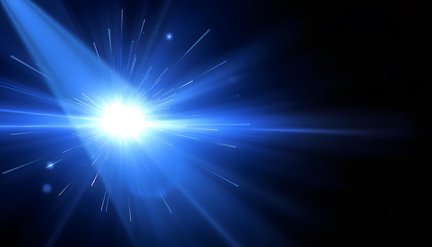Efecto de explosión de haz de luz azul blanco fondo abstracto aislado con resaltos blancos