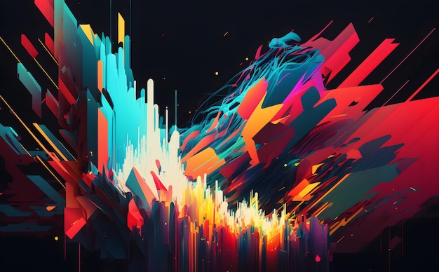Efecto de falla digital abstracto con colores brillantes IA generativa