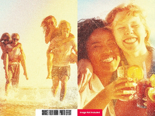 Efecto fotográfico de quema de la película de puesta de sol para el cartel