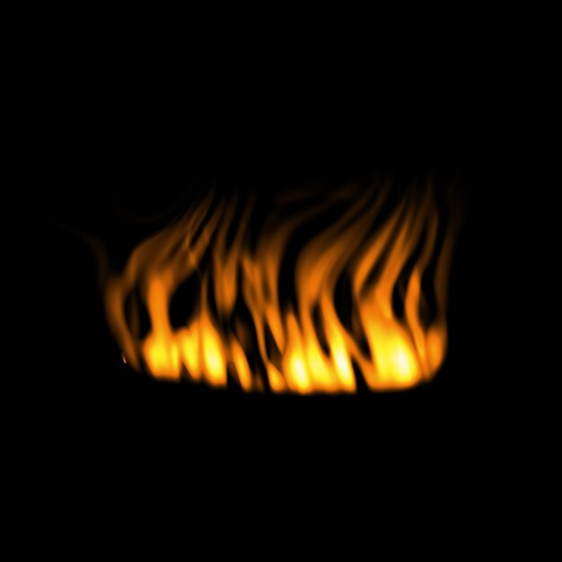 Efecto de fuego digital sobre fondo negro.