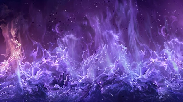 Efecto de fuego de llamas púrpuras o humo aislado en fondo negro