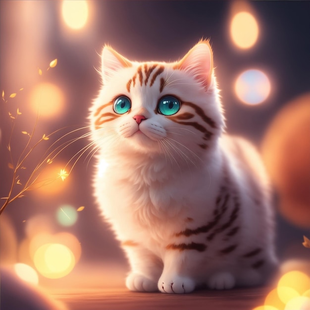 Efecto de iluminación cinemática de gato lindo muy detallado Generar Ai