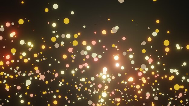 Efecto de luces bokeh brillantes de renderizado 3d sobre fondo oscuro