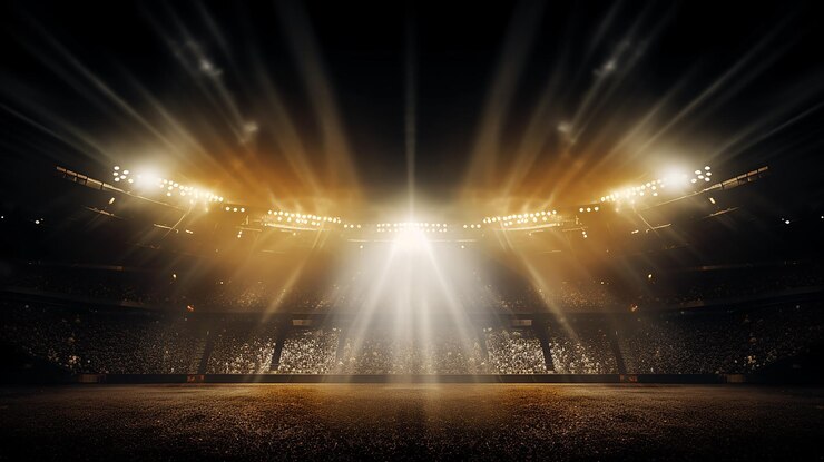 efecto de luces del estadio sobre un fondo transparente