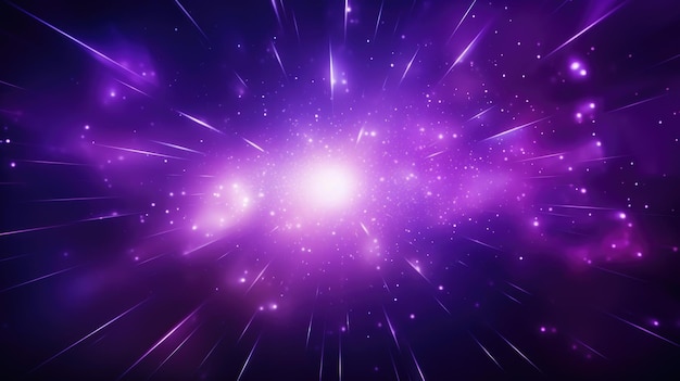 Efecto de luz púrpura brillante abstracto con rayos brillantes