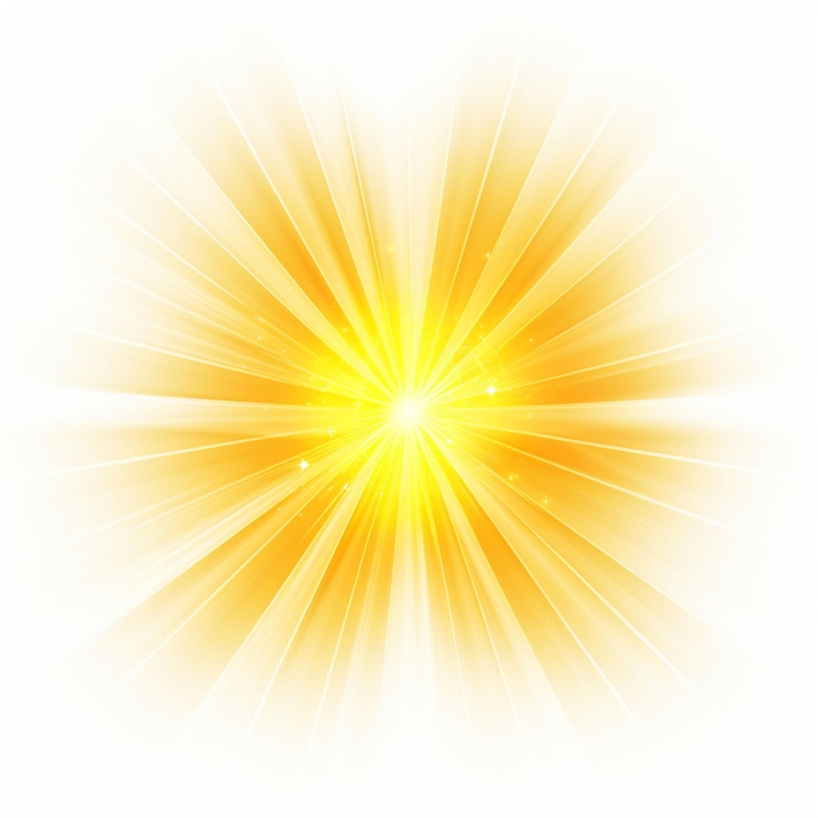 Foto efecto de la luz solar con rayos amarillos y deslumbramiento de la lente