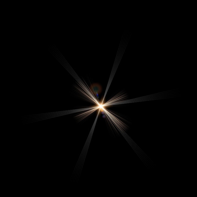 Efecto de luz visual cinematográfica de destello de lente sobre fondo negro