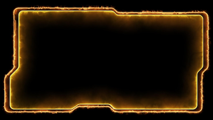 Foto efecto de marco de juego de neón forma cuadrada brillante en bucle fondo negro