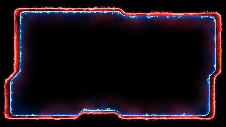 Foto efecto de marco de juego de neón forma cuadrada brillante en bucle fondo negro
