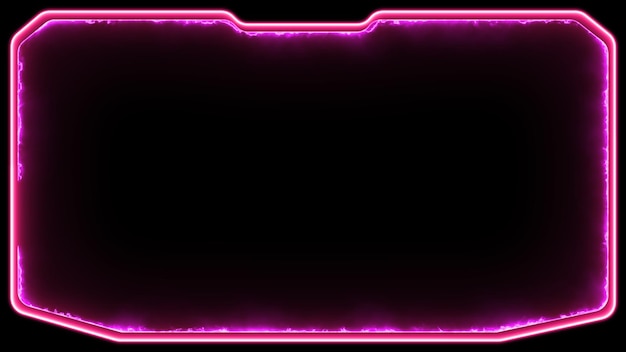 Efecto de marco de juego de neón forma cuadrada brillante en bucle fondo negro