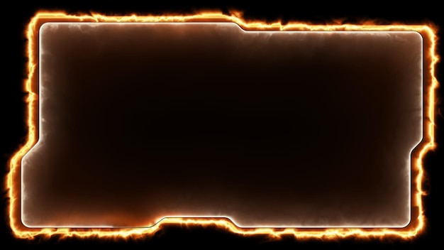 Efecto de marco de juego de neón forma cuadrada brillante en bucle fondo negro