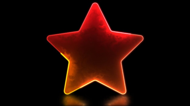 Efecto de marco de neón en forma de estrella brillante en bucle de fondo negro