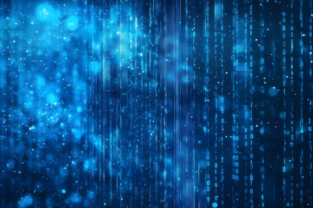Efecto de matriz digital en el arte de fondo azul abstracto