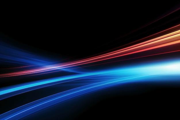 Efecto de movimiento de luz de alta velocidad abstracto en fondo negro