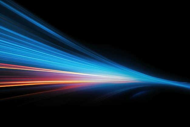 Efecto de movimiento de luz de alta velocidad abstracto en fondo negro