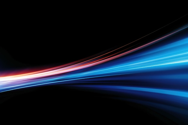 Efecto de movimiento de luz de alta velocidad abstracto en fondo negro
