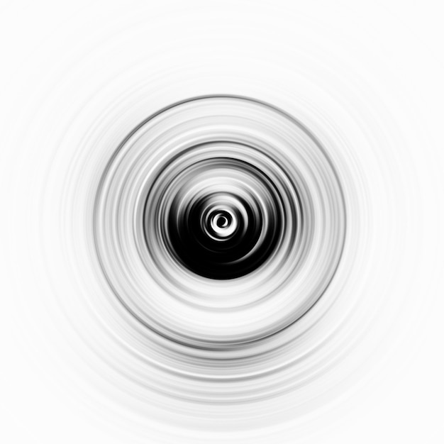 Efecto de movimiento radial en blanco y negro Fondo redondeado abstracto Curvas y esfera en escala de gris