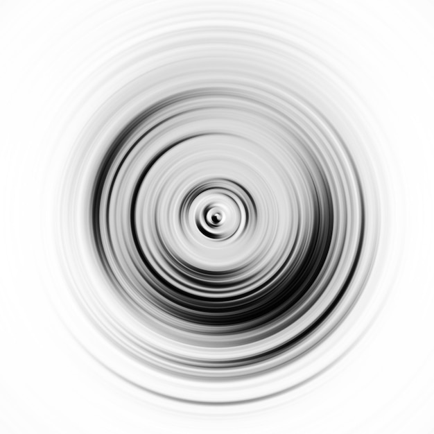 Efecto de movimiento radial en blanco y negro Fondo redondeado abstracto Curvas y esfera en escala de gris