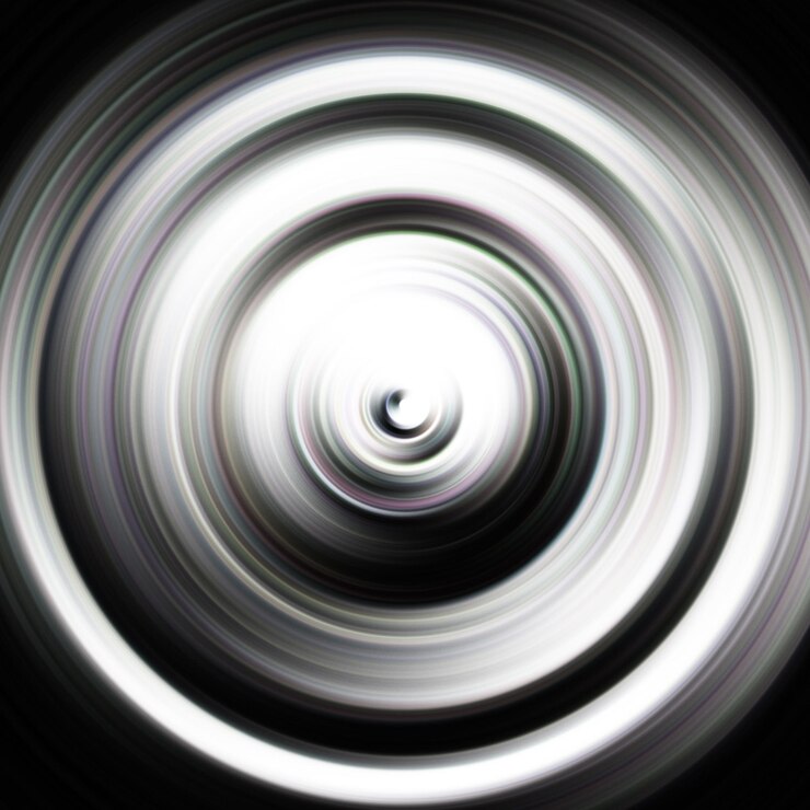Foto efecto de movimiento radial colorido fondo redondeado abstracto curvas de color y esfera