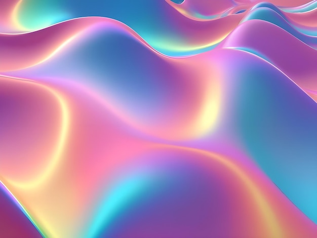 Efecto de neón de onda 3D imagen de fondo holográfica de colores