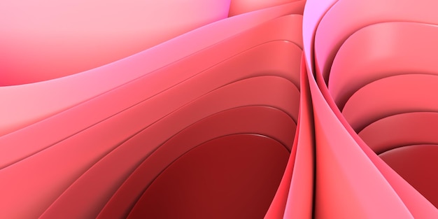Efecto de onda de papel tapiz abstracto de renderizado 3D Gradiente de color rojo