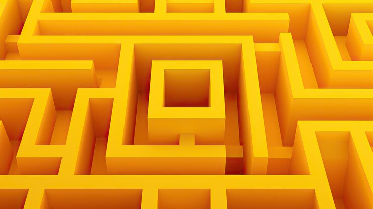 Foto efecto de papel doblado abstracto fondo amarillo colorido brillante laberinto hecho de papel renderizado 3d