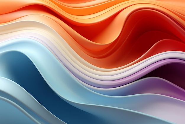Efecto de papel doblado abstracto Fondo degradado de colores brillantes Representación 3d AI Generativo