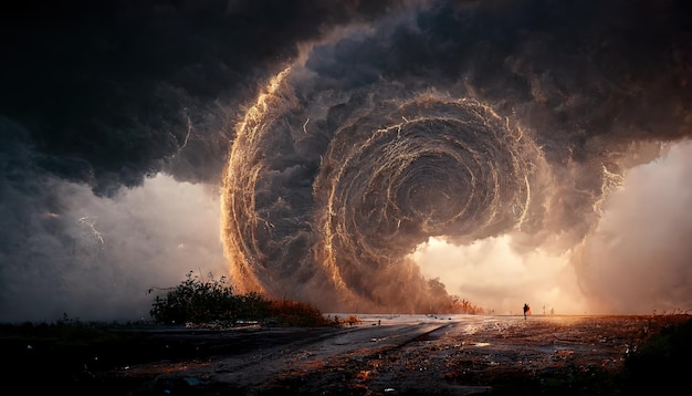 Efecto de portal de fantasía humo moviéndose en una formación de círculosExploración del universo de ciencia ficciónportal a la otra dimensión 3d render Ilustración de trama
