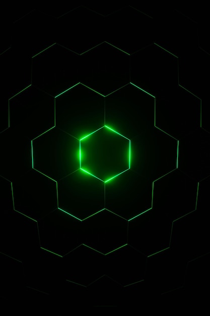 Efecto de profundidad de campo de fondo hexagonal de renderizado 3D celular futurista