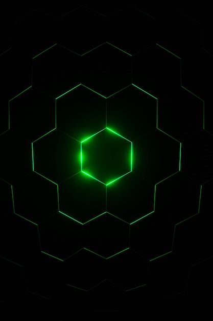 Efecto de profundidad de campo de fondo hexagonal de renderizado 3D celular futurista