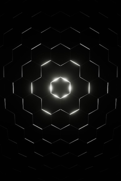 Efecto de profundidad de campo de fondo hexagonal de renderizado 3D celular futurista