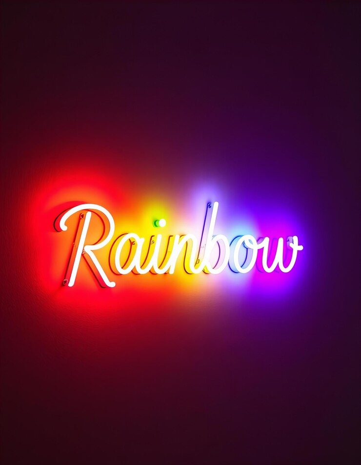 Foto efecto de señal de neón de arco iris de alta calidad y resolución
