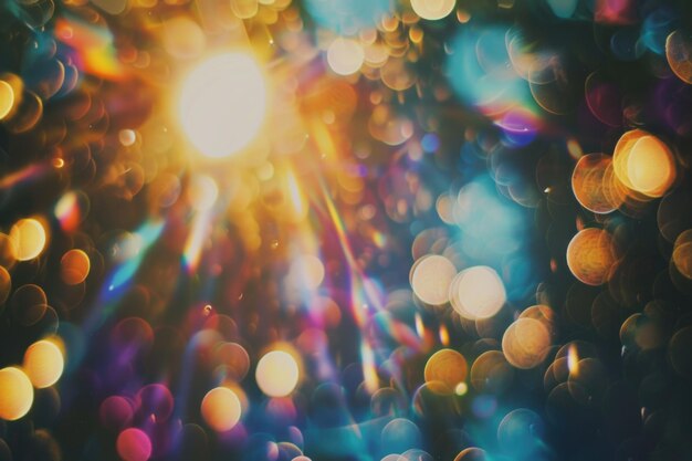 Foto efecto de superposición de luz borrosa con bokeh y destello