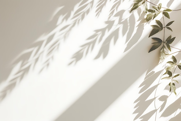 Efecto de superposición de sombras de las hojas en la pared blanca