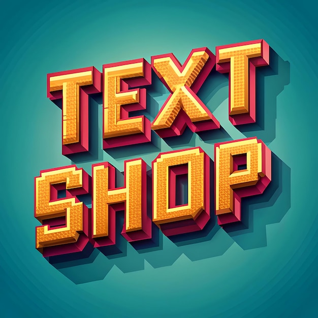 Un efecto de texto 3D con un aspecto retro las letras de diseño se asemejan