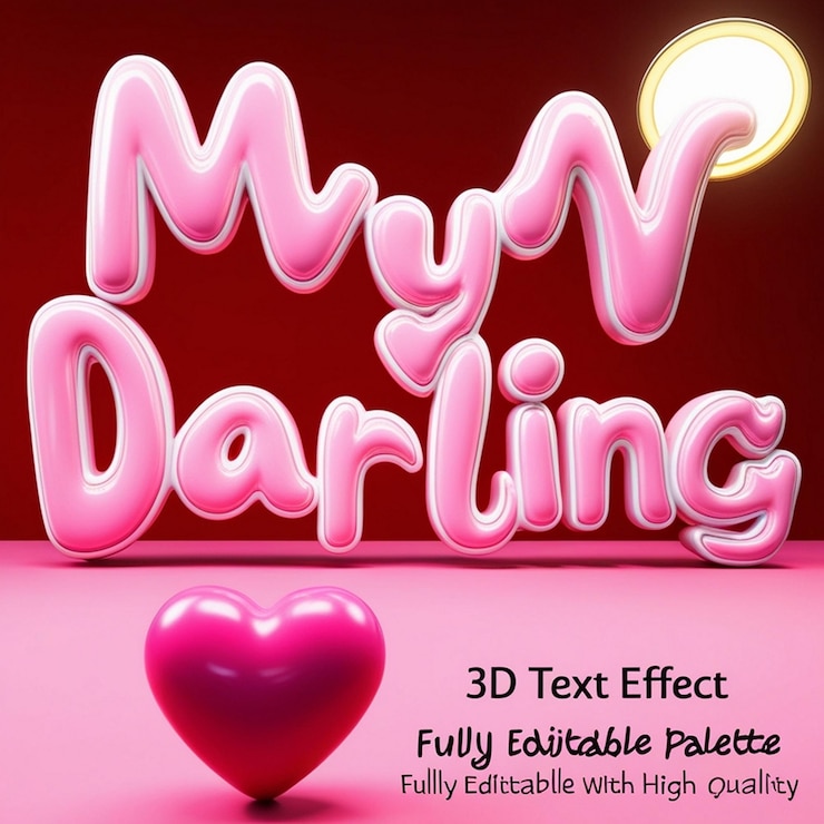 Foto efecto de texto 3d editable en el estilo de feliz día de san valentín completamente editable
